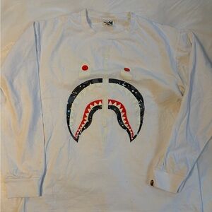 Bape White Long sleeve tee space camo